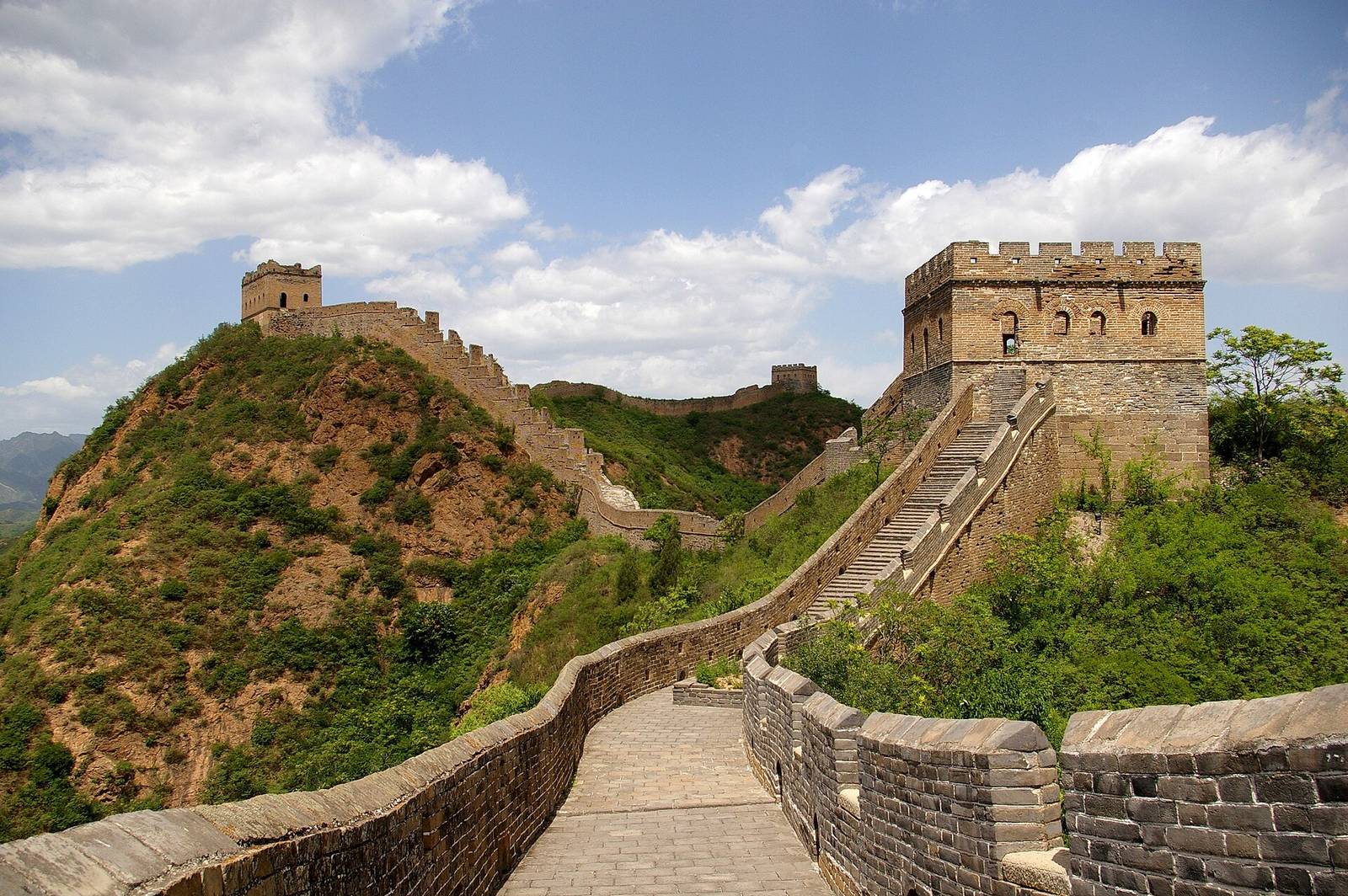 Great Wall watchtower on a green ridge