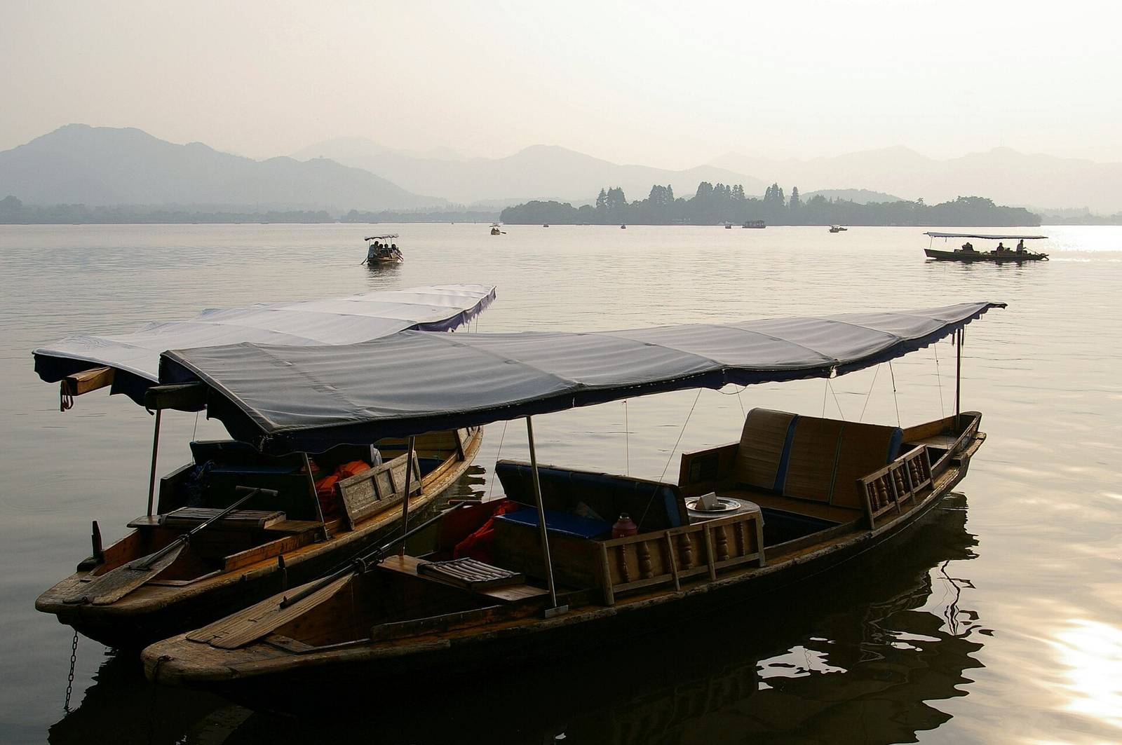 Wooden boats on West Lake, Hangzhou